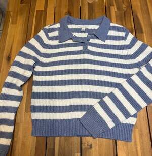 American Eagle Striped Collared Sweater Size L